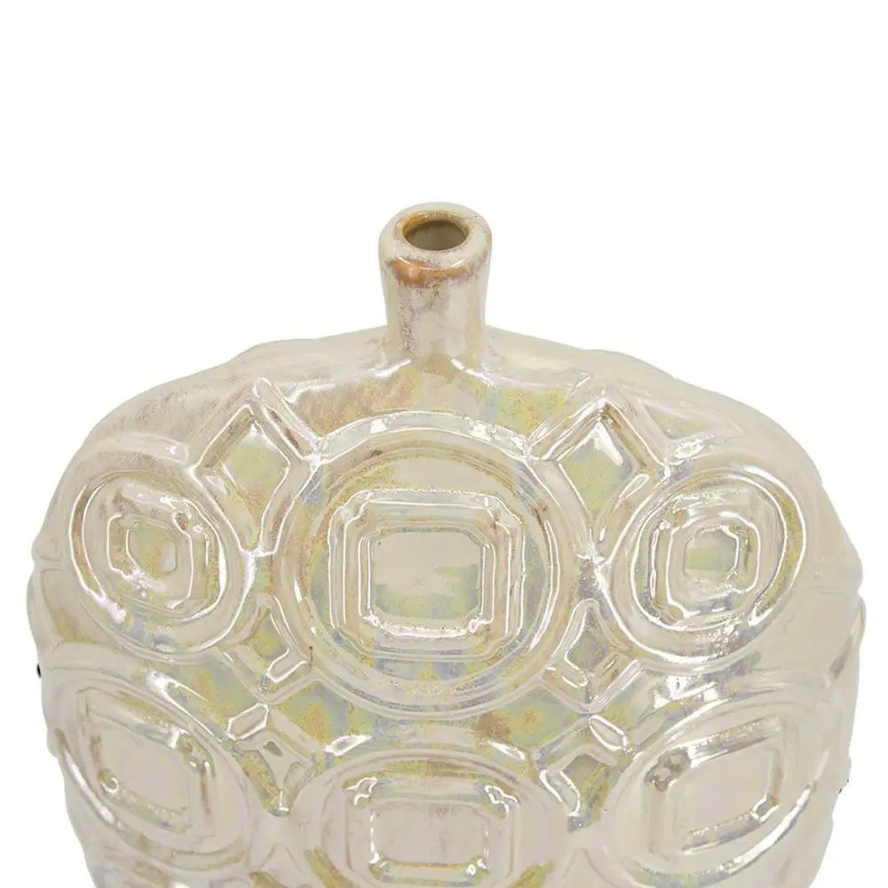 20" Ivory Geometric Bud Ceramic Table Vase - NOBLE HOME INTERIORS