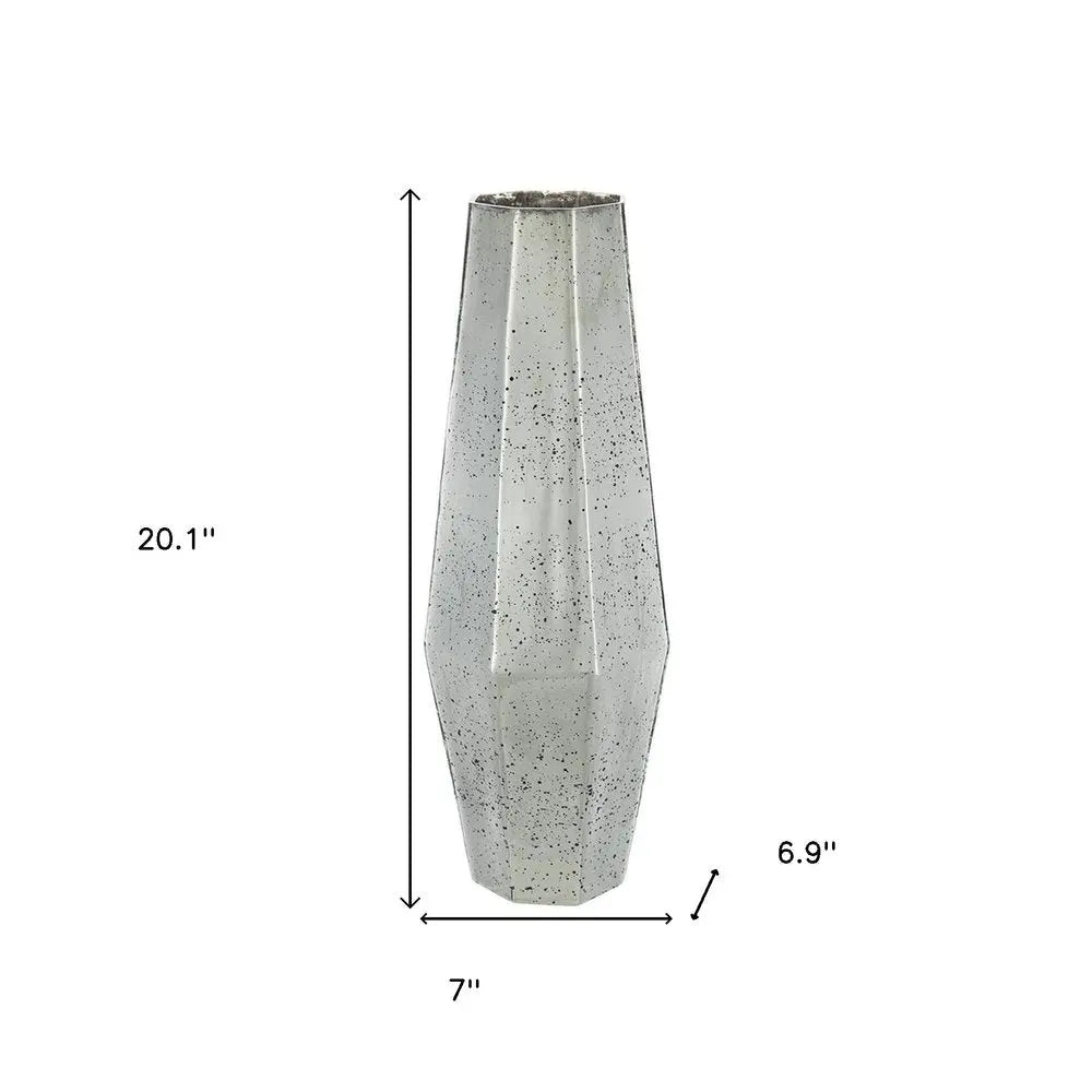 20" Silver Cylinder Glass Table Vase - NOBLE HOME INTERIORS