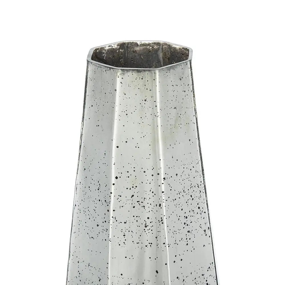 20" Silver Cylinder Glass Table Vase - NOBLE HOME INTERIORS