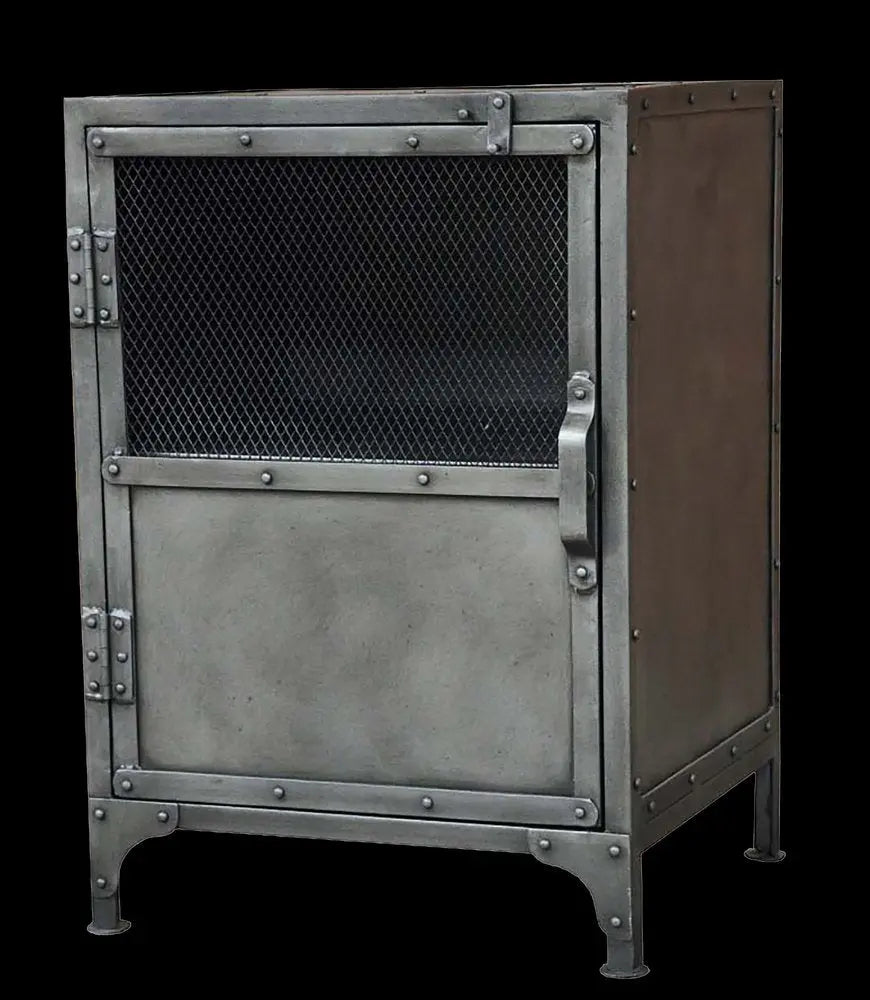 20" Silver Metal Accent Cabinet With Two Shelves - NOBLE HOME INTERIORS