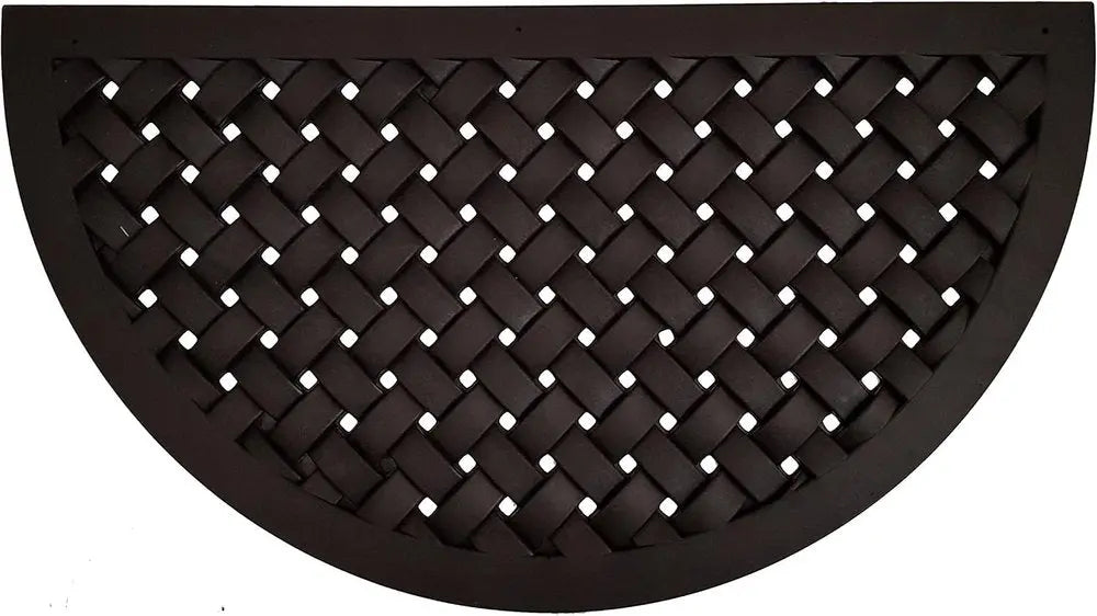 20" X 36" Black Lattice Semi Circle Outdoor Rubber Door Mat - NOBLE HOME INTERIORS