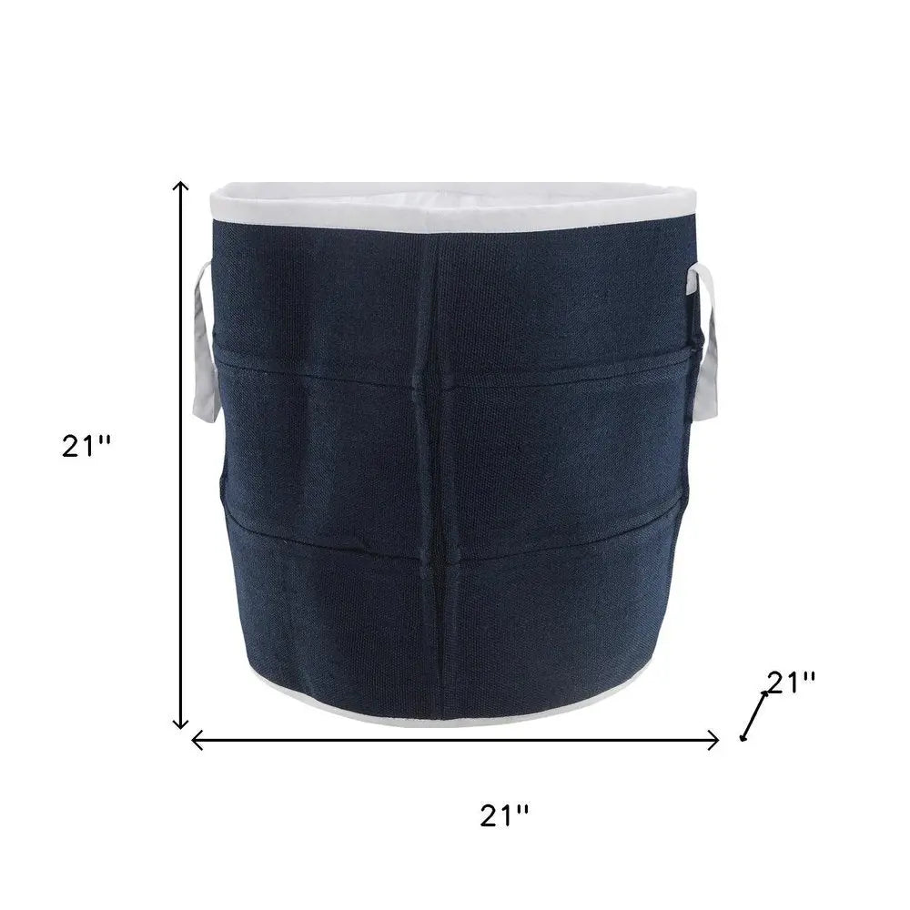 21" Blue Fabric Basket - NOBLE HOME INTERIORS