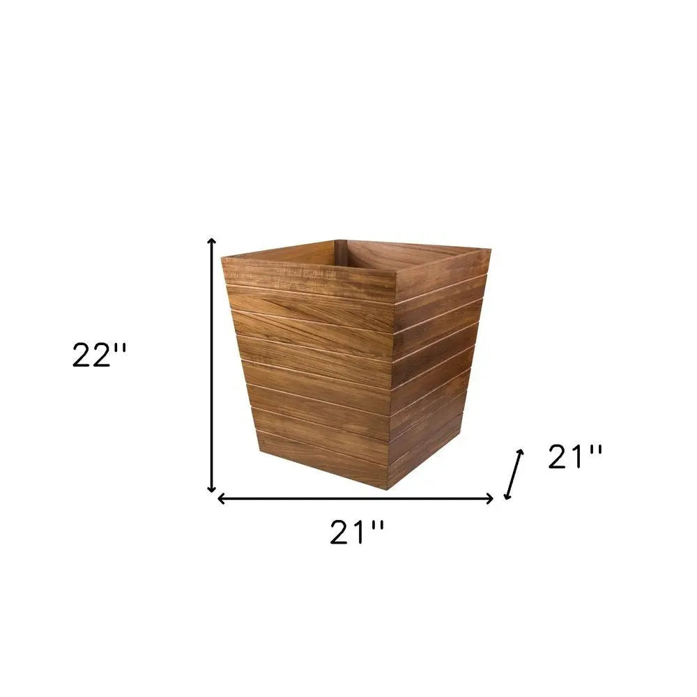 21" Brown Solid Wood Indoor Outdoor Square Planter Box - NOBLE HOME INTERIORS
