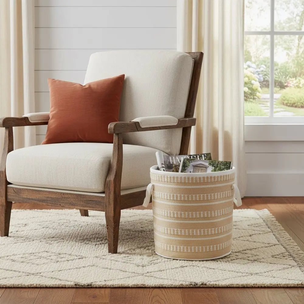 21" Pink Fabric Basket - NOBLE HOME INTERIORS