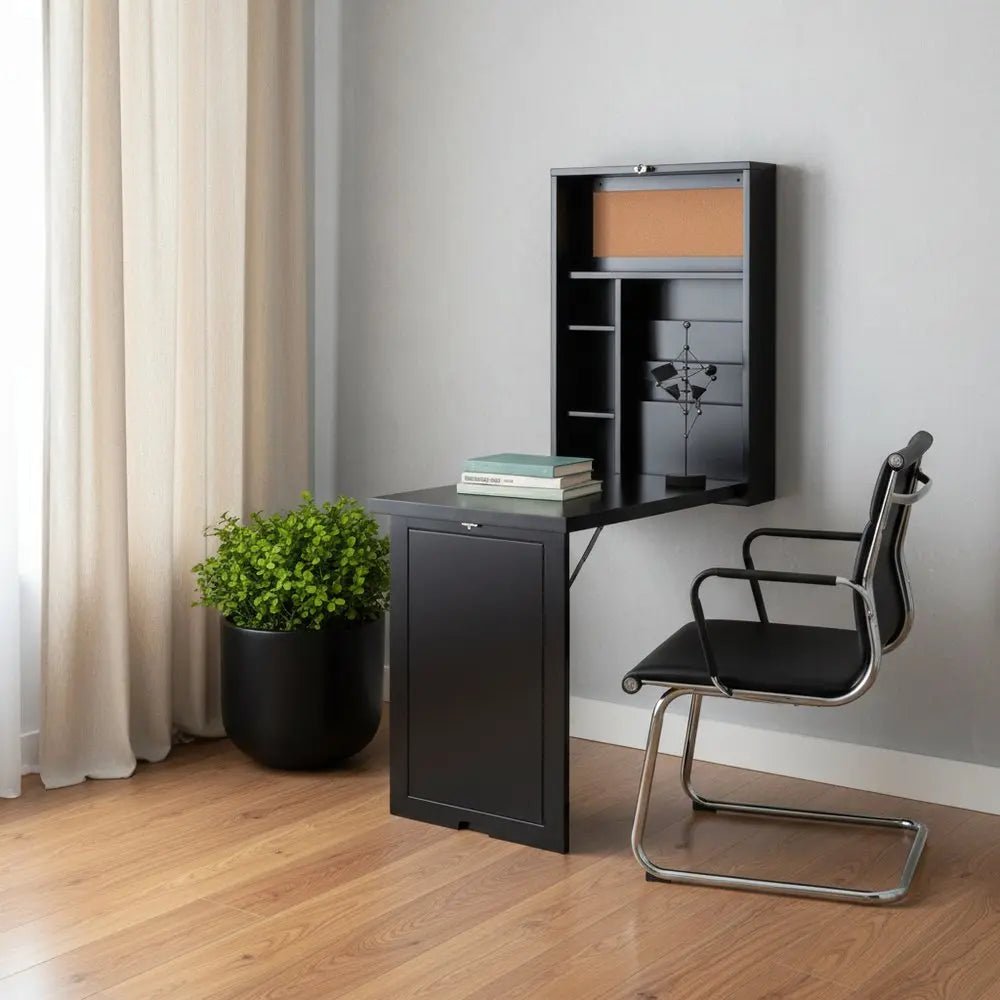 22" Black Secretary Desk - NOBLE HOME INTERIORS