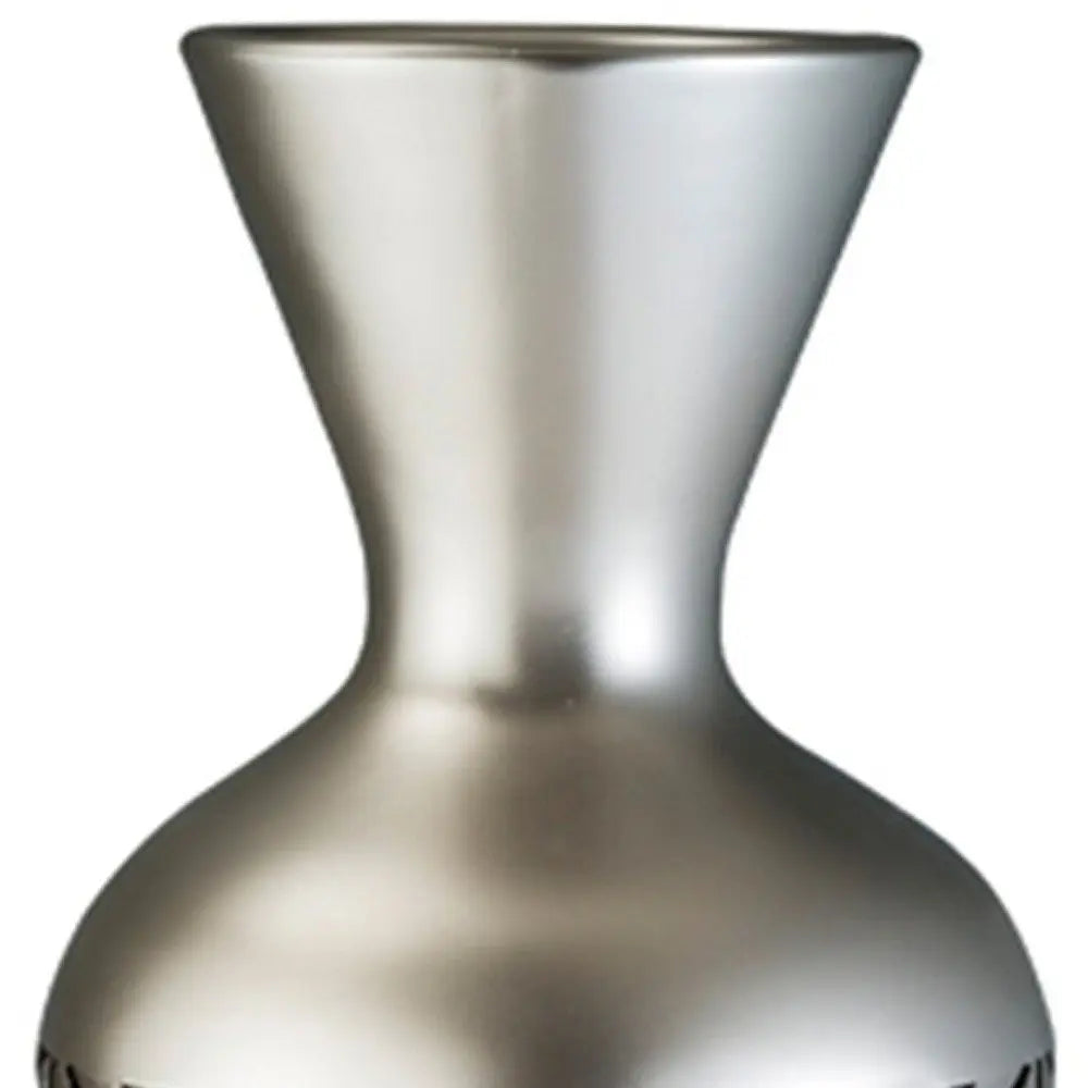 22" Brown and Silver Geometric Cylinder Polyresin Floor Vase - NOBLE HOME INTERIORS