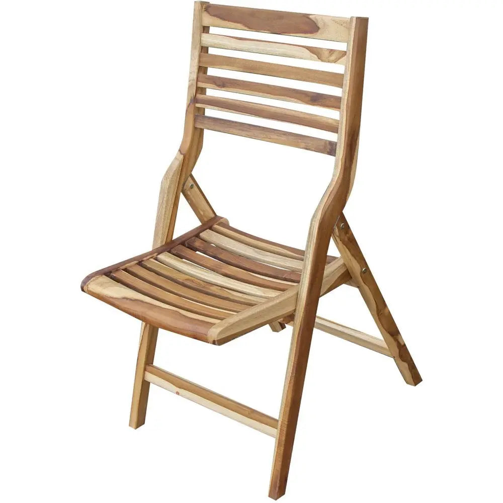 22" Brown Solid Wood Outdoor Folding Dining Chair - NOBLE HOME INTERIORS
