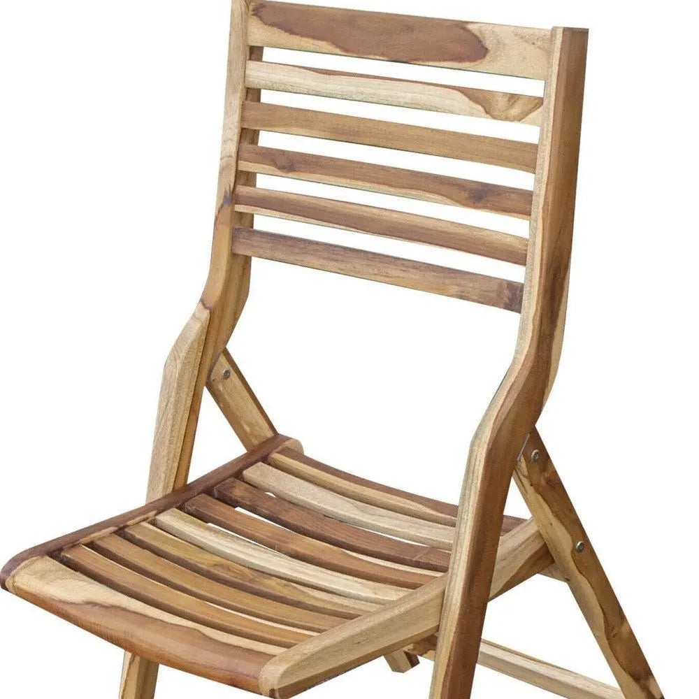 22" Brown Solid Wood Outdoor Folding Dining Chair - NOBLE HOME INTERIORS