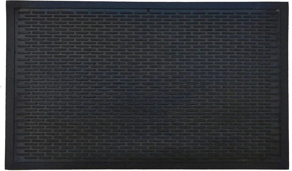 22" X 34" Black Ridged Lines Outdoor Rubber Door Mat - NOBLE HOME INTERIORS