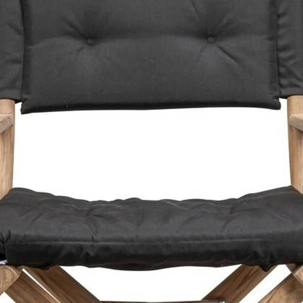 23" Black and Brown Solid Wood Indoor Outdoor Director Chair with Black Cushion - NOBLE HOME INTERIORS