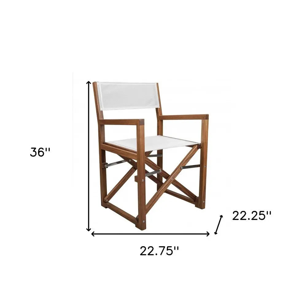 23" White and Natural Wood Solid Wood Indoor Outdoor Director Chair - NOBLE HOME INTERIORS