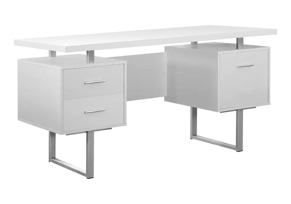 24" Black and Silver Computer Desk With Three Drawers - NOBLE HOME INTERIORS