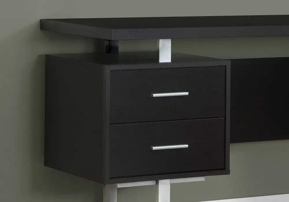 24" Black and Silver Computer Desk With Three Drawers - NOBLE HOME INTERIORS