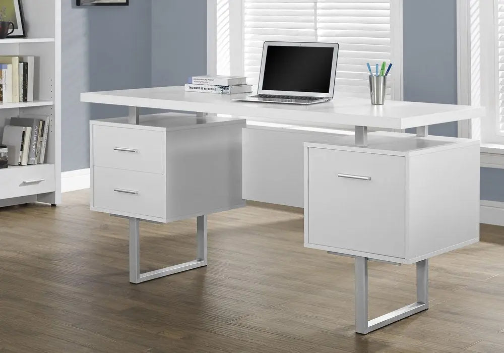 24" Black and Silver Computer Desk With Three Drawers - NOBLE HOME INTERIORS