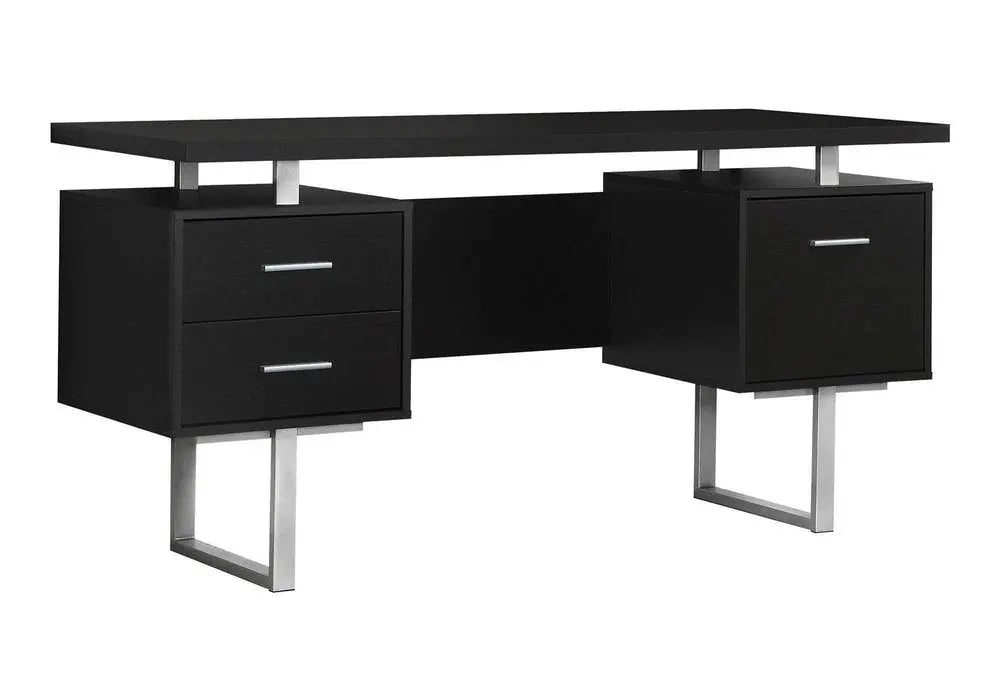 24" Black and Silver Computer Desk With Three Drawers - NOBLE HOME INTERIORS