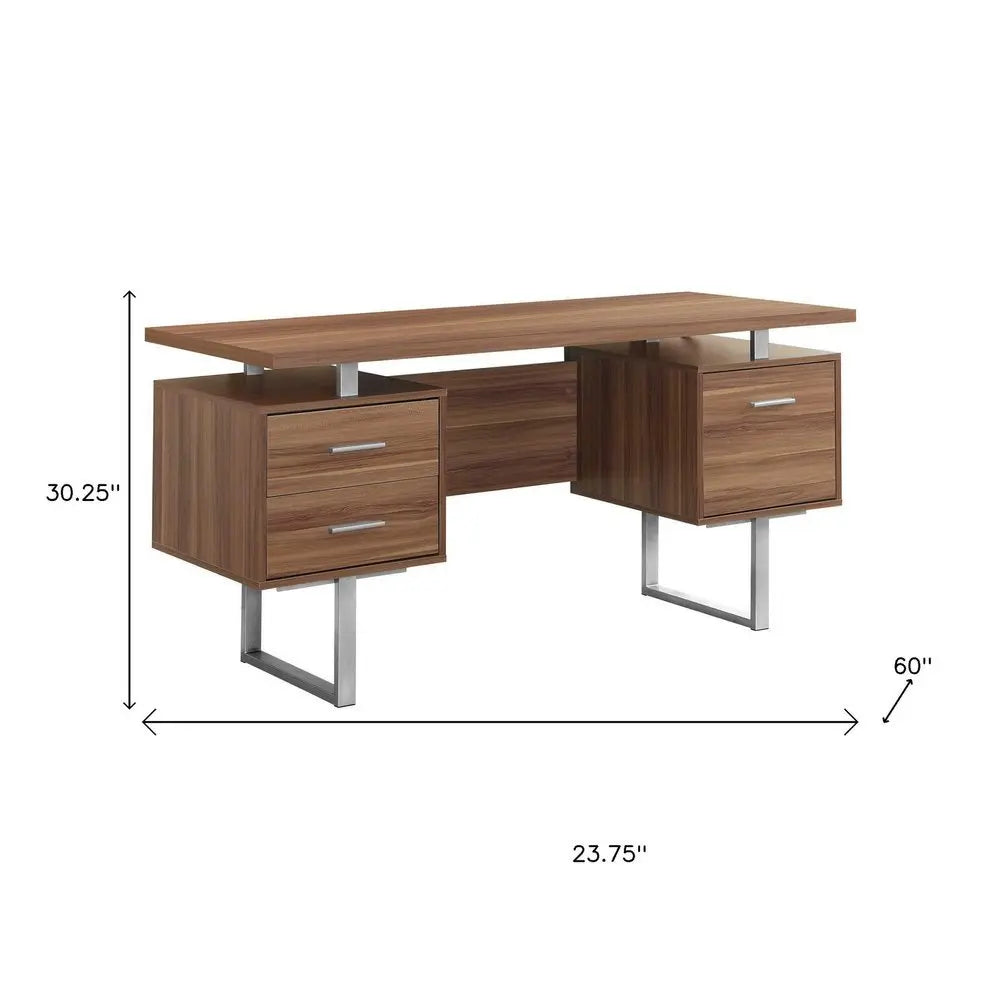 24" Black and Silver Computer Desk With Three Drawers - NOBLE HOME INTERIORS