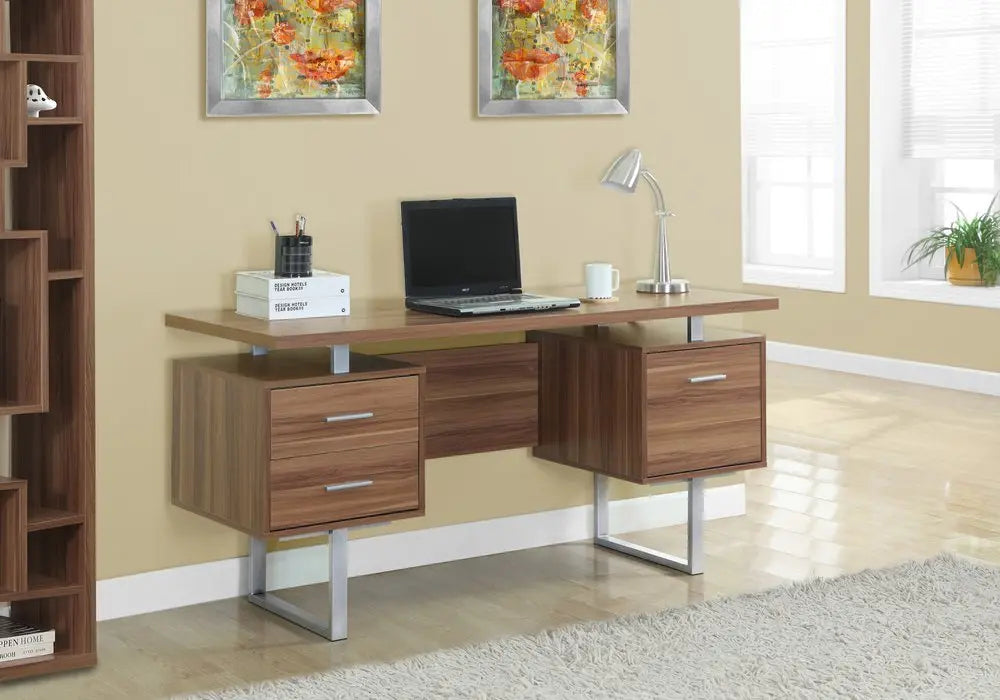 24" Black and Silver Computer Desk With Three Drawers - NOBLE HOME INTERIORS