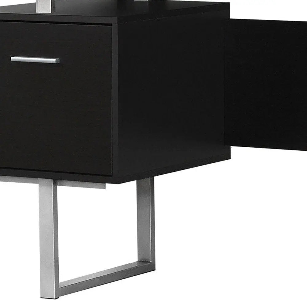 24" Black and Silver Computer Desk With Three Drawers - NOBLE HOME INTERIORS