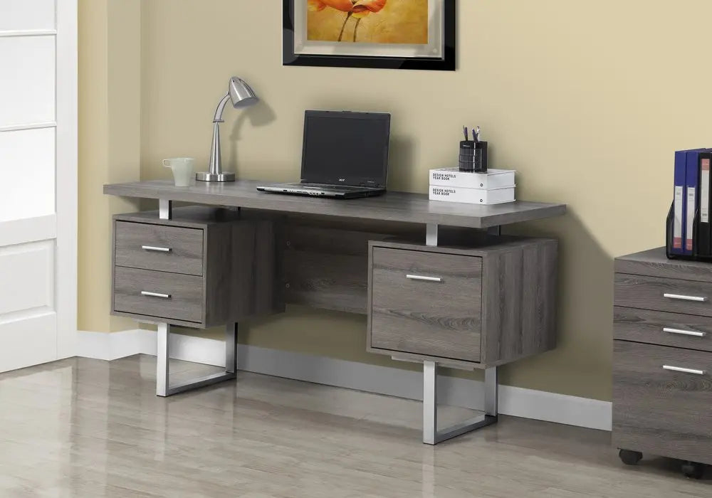 24" Black and Silver Computer Desk With Three Drawers - NOBLE HOME INTERIORS
