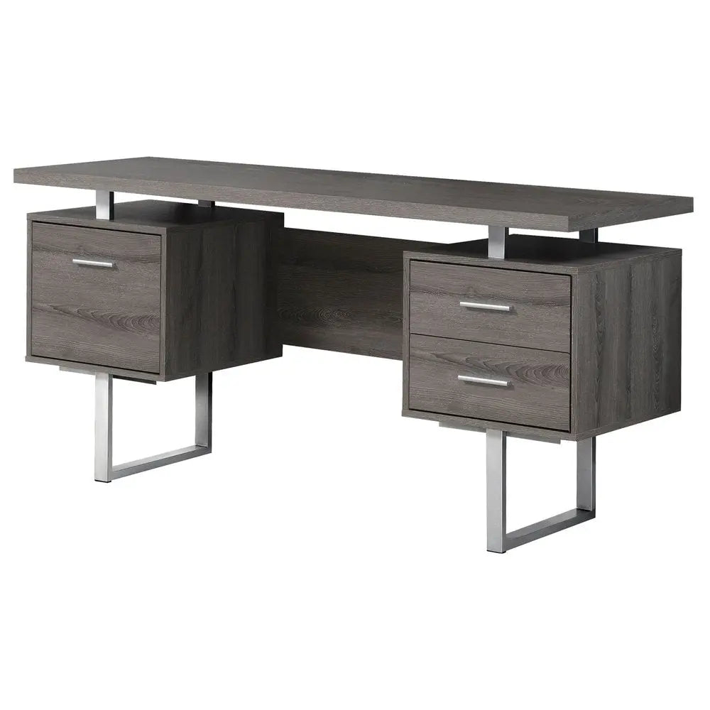 24" Black and Silver Computer Desk With Three Drawers - NOBLE HOME INTERIORS