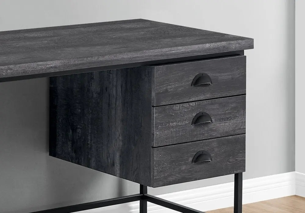 24" Brown and Black Computer Desk With Three Drawers - NOBLE HOME INTERIORS