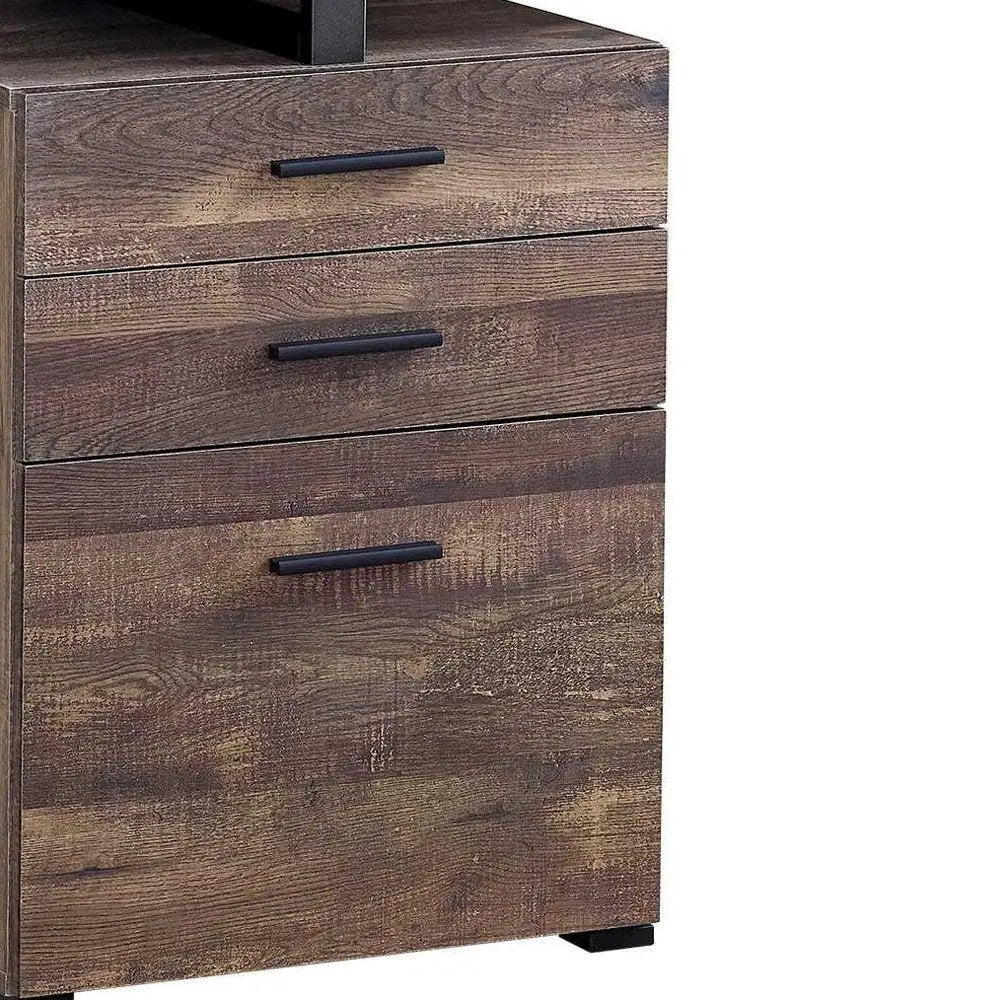 24" Brown and Black Computer Desk With Three Drawers - NOBLE HOME INTERIORS