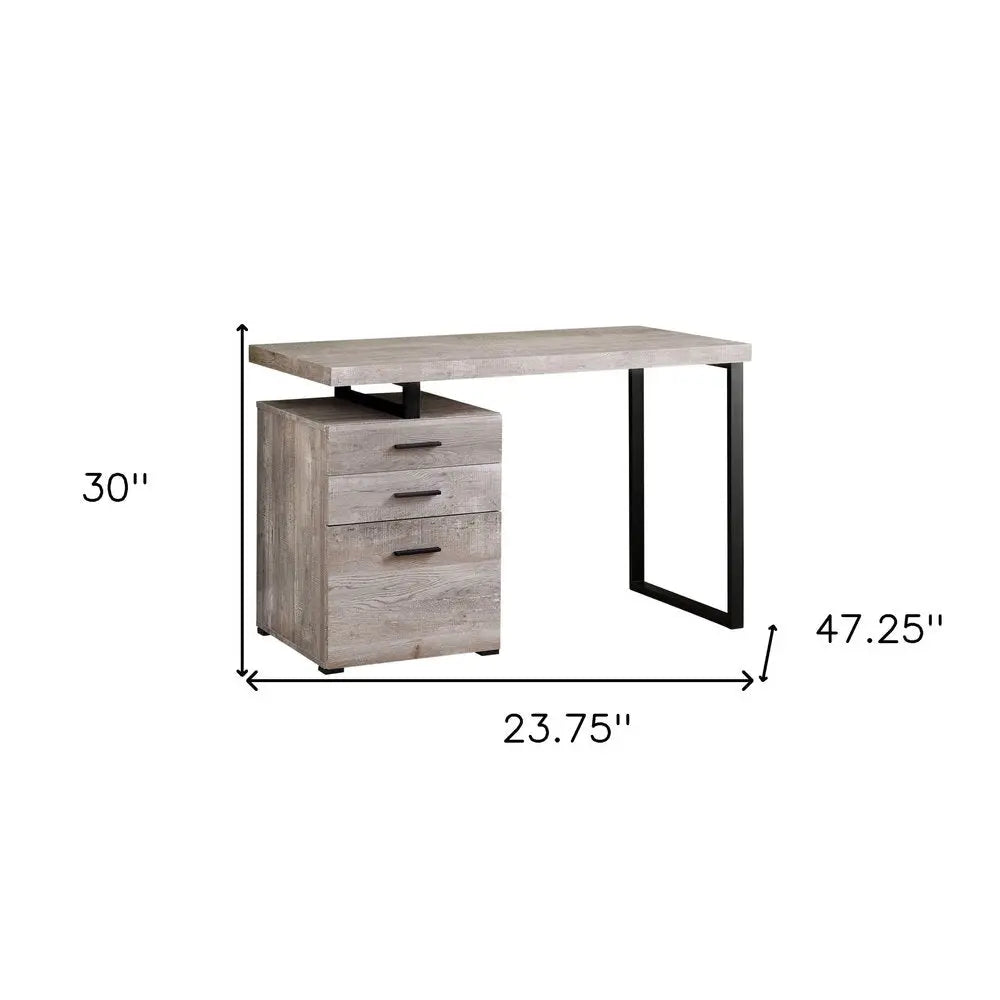 24" Brown and Black Computer Desk With Three Drawers - NOBLE HOME INTERIORS