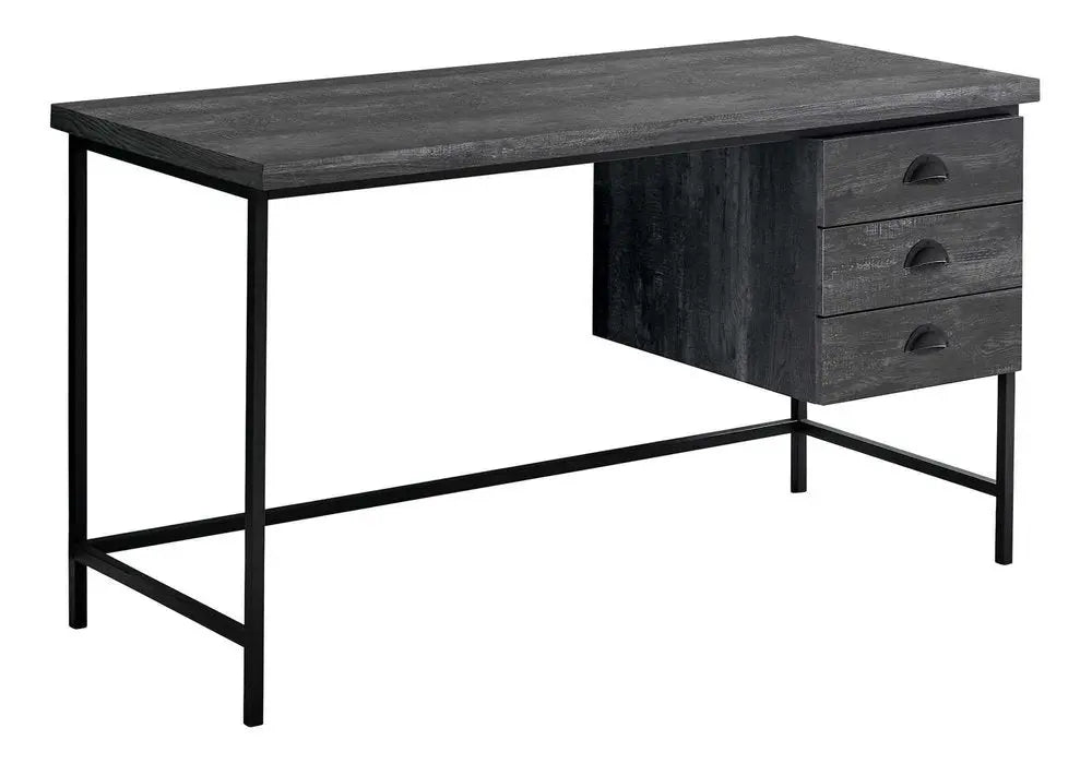24" Brown and Black Computer Desk With Three Drawers - NOBLE HOME INTERIORS
