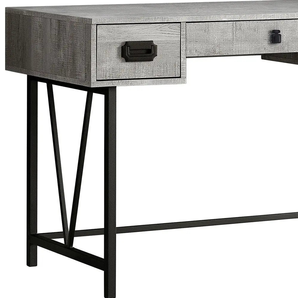 24" Brown and Black Computer Desk With Two Drawers - NOBLE HOME INTERIORS