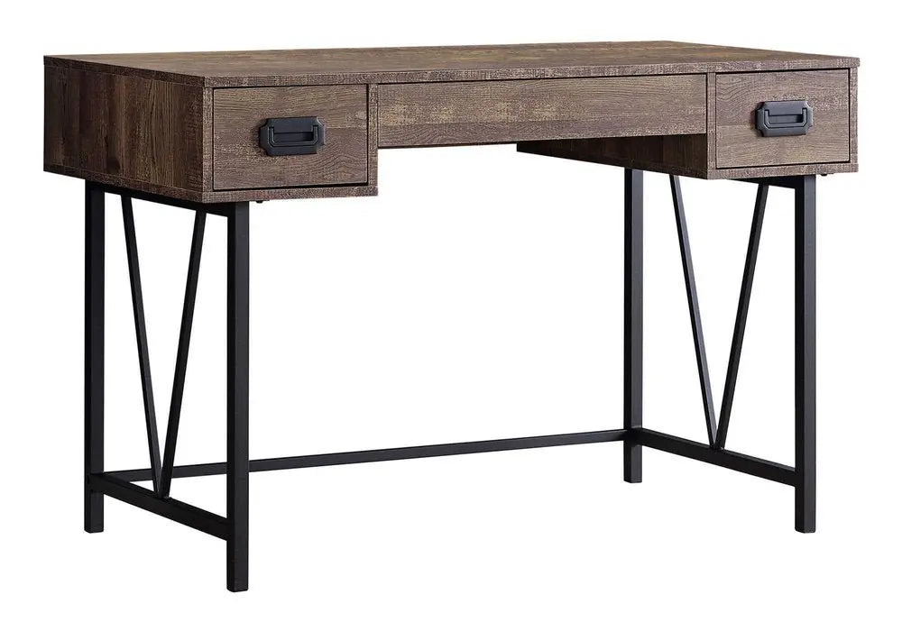 24" Brown and Black Computer Desk With Two Drawers - NOBLE HOME INTERIORS