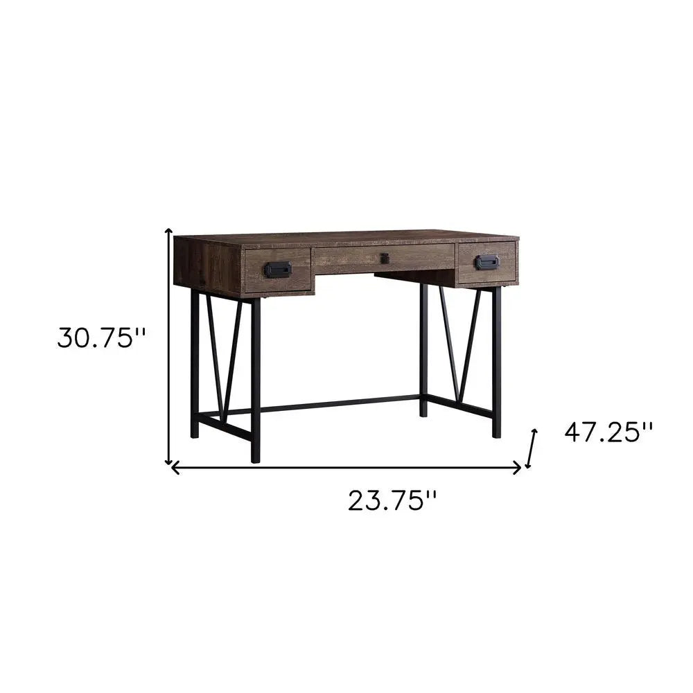 24" Brown and Black Computer Desk With Two Drawers - NOBLE HOME INTERIORS