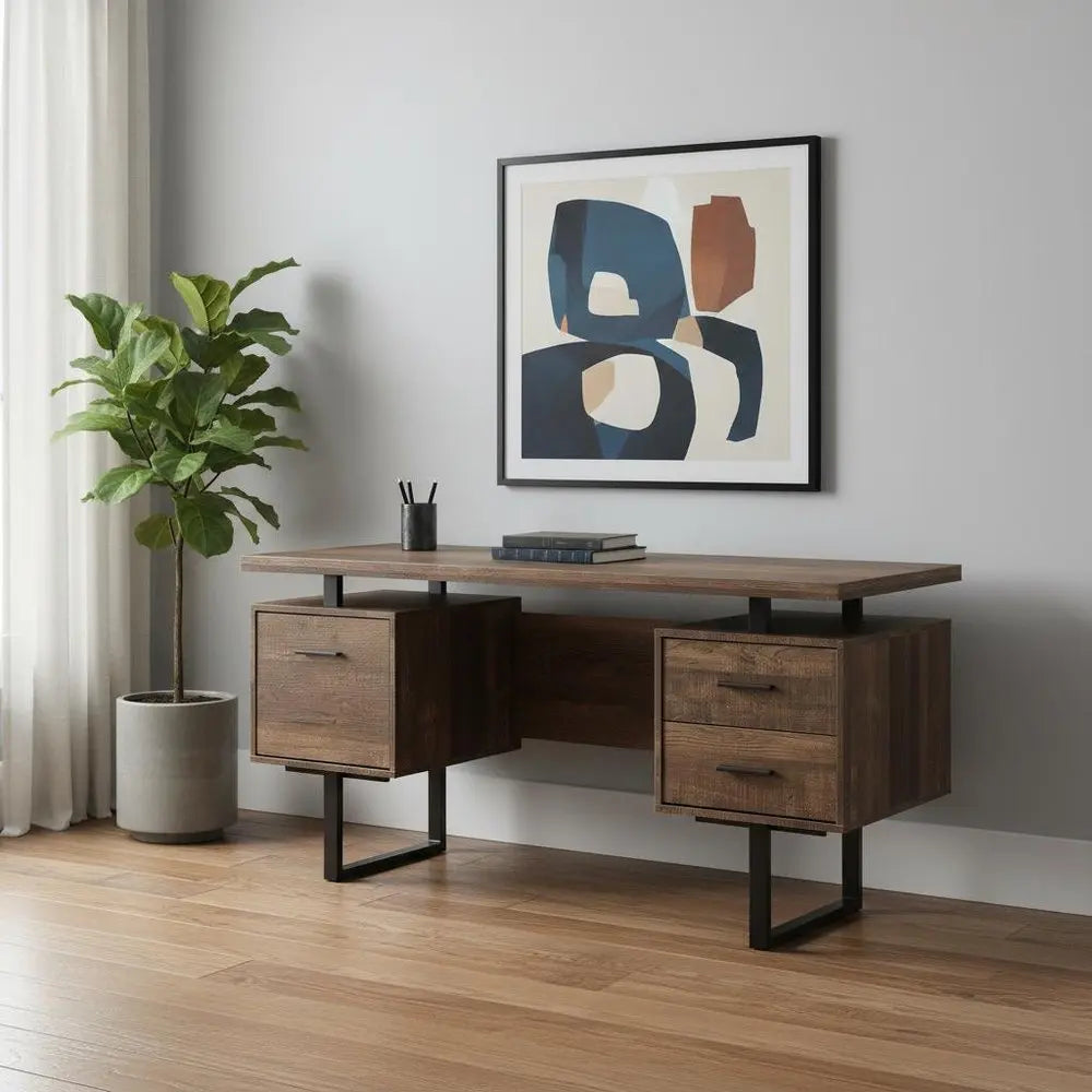 24" Brown and Black With Three Drawers - NOBLE HOME INTERIORS
