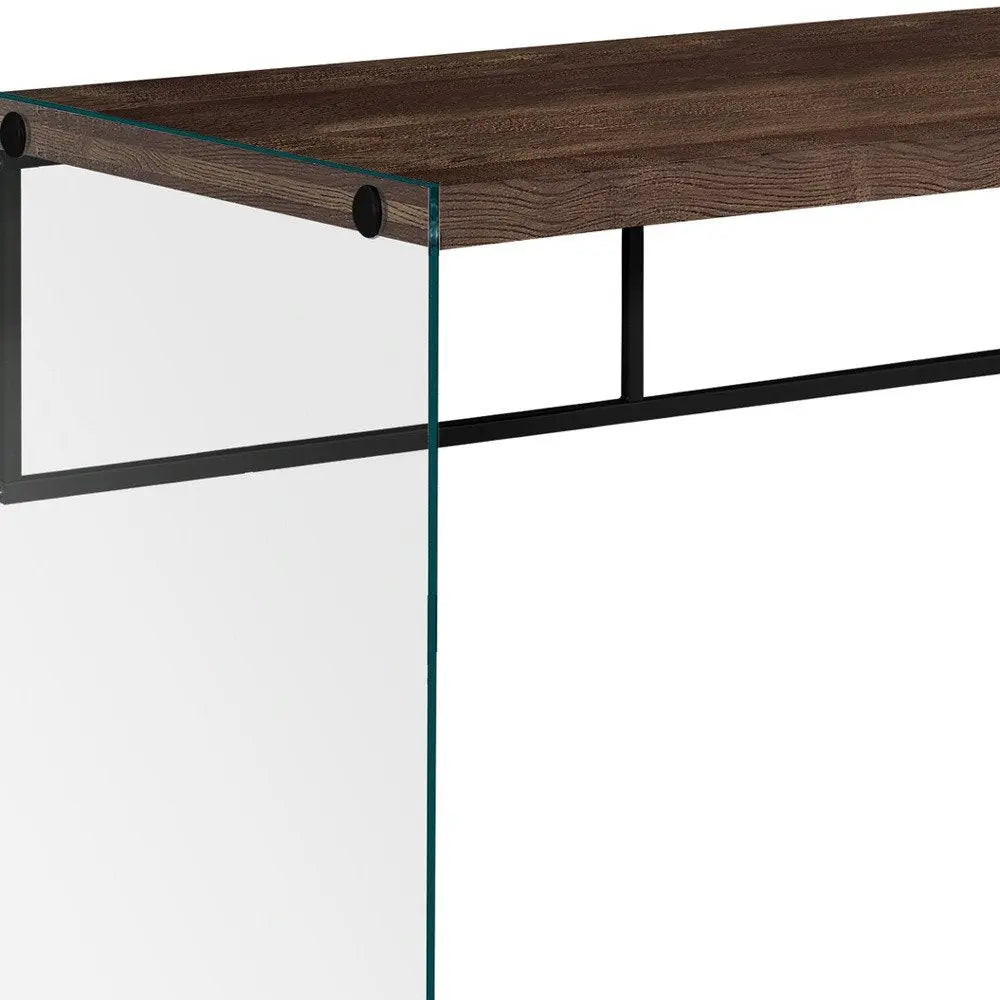 24" Brown and Clear Computer Desk - NOBLE HOME INTERIORS