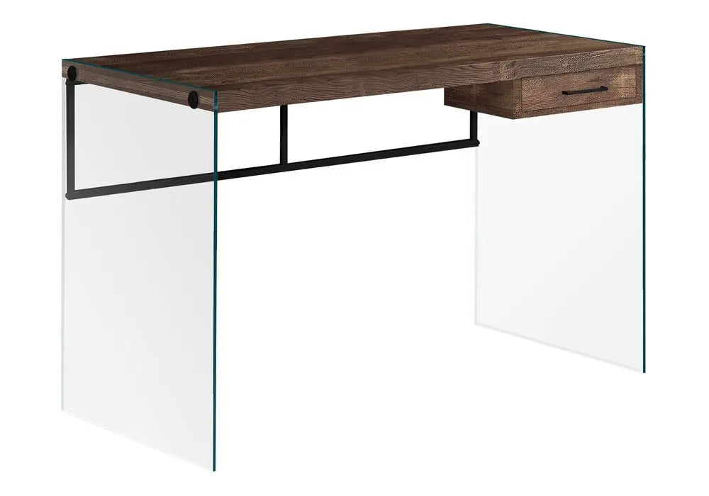 24" Brown and Clear Computer Desk - NOBLE HOME INTERIORS