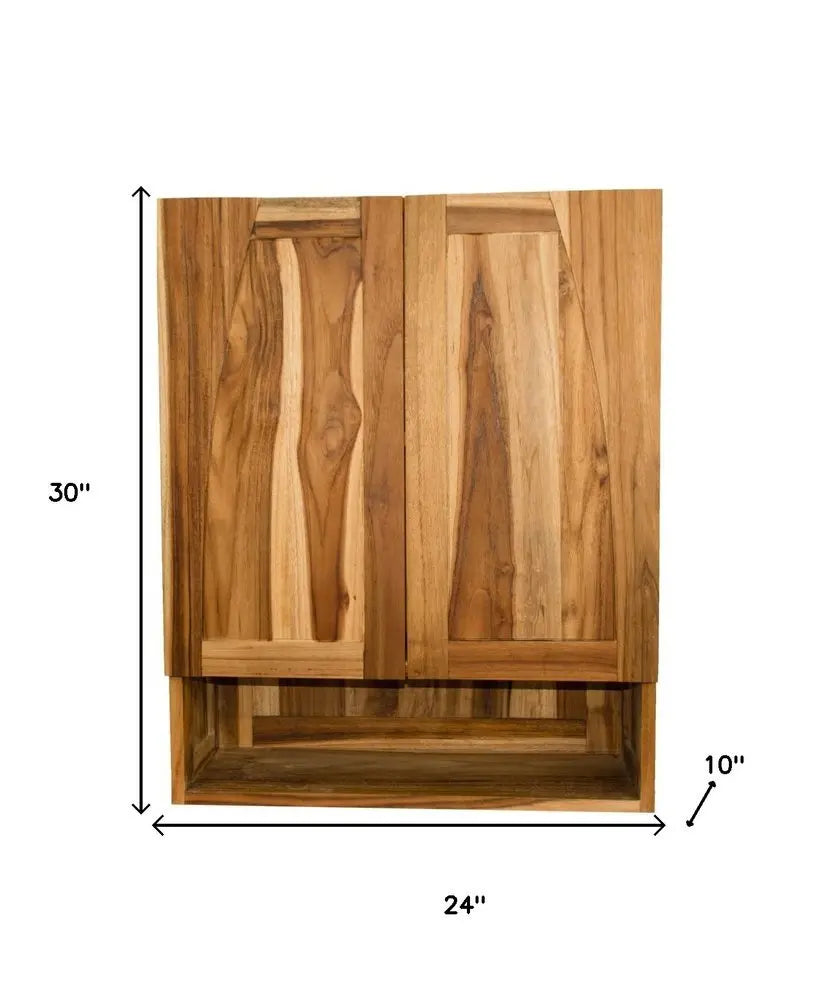 24" Brown Solid Wood Frame Wall Mounted Accent Cabinet - NOVA HOME FURNITURE