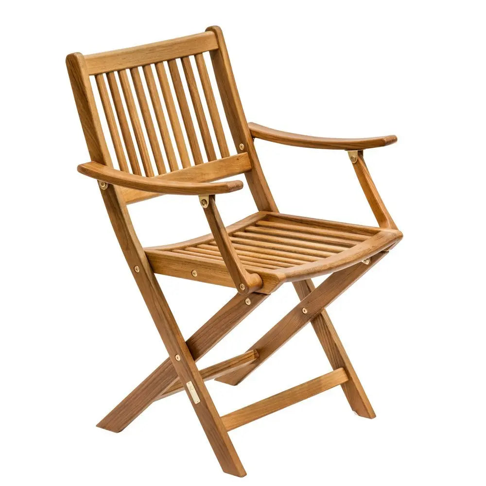 24" Brown Solid Wood Indoor Outdoor Deck Chair - NOBLE HOME INTERIORS