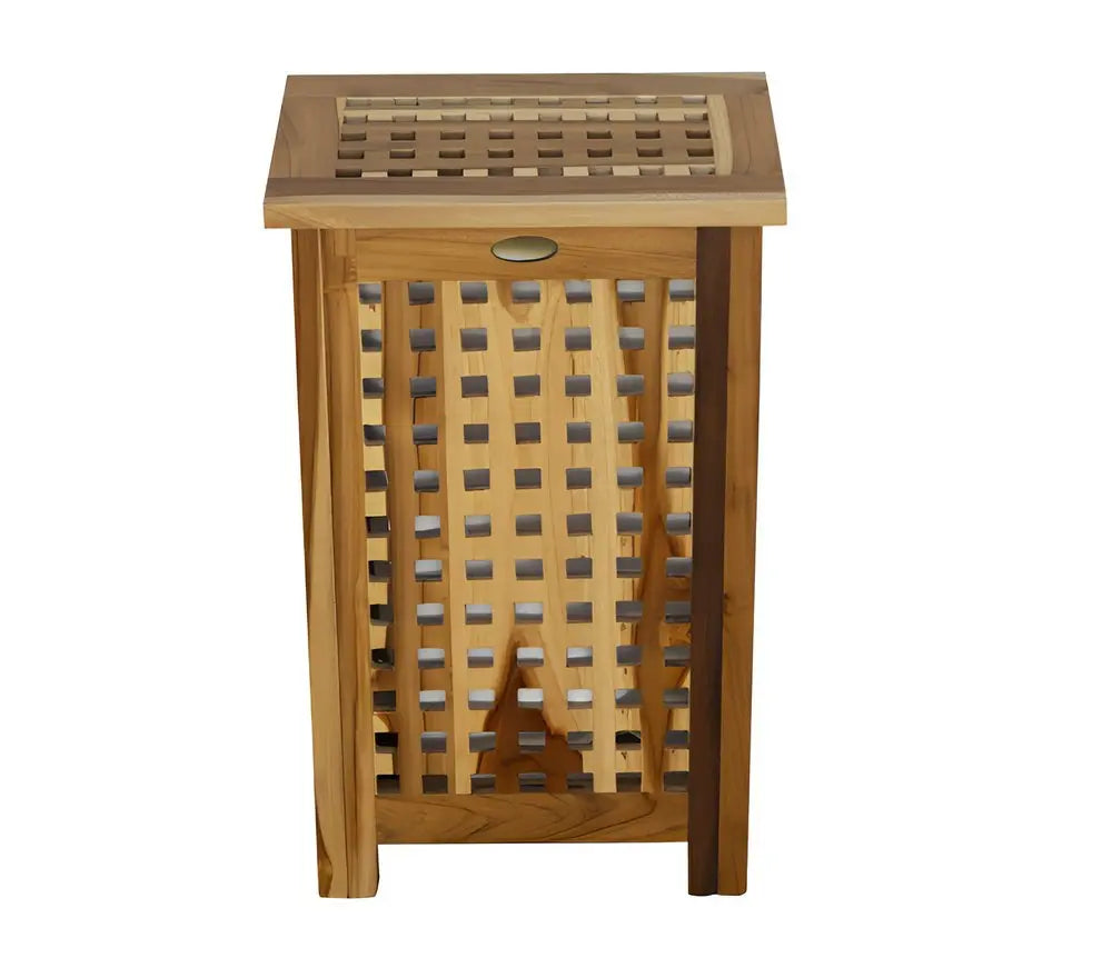 24" Brown Solid Wood Laundry Hamper With Lid - NOBLE HOME INTERIORS