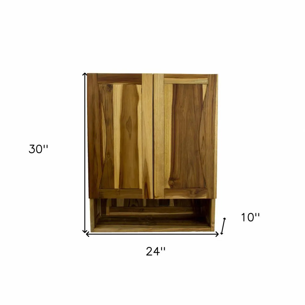 24" Brown Solid Wood Wall Mounted Accent Cabinet - NOVA HOME FURNITURE