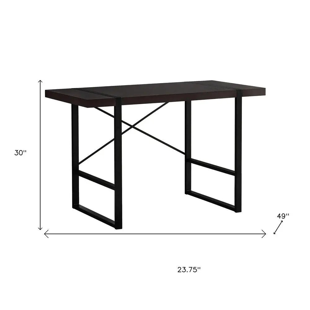 24" Dark Brown and Black Computer Desk - NOBLE HOME INTERIORS