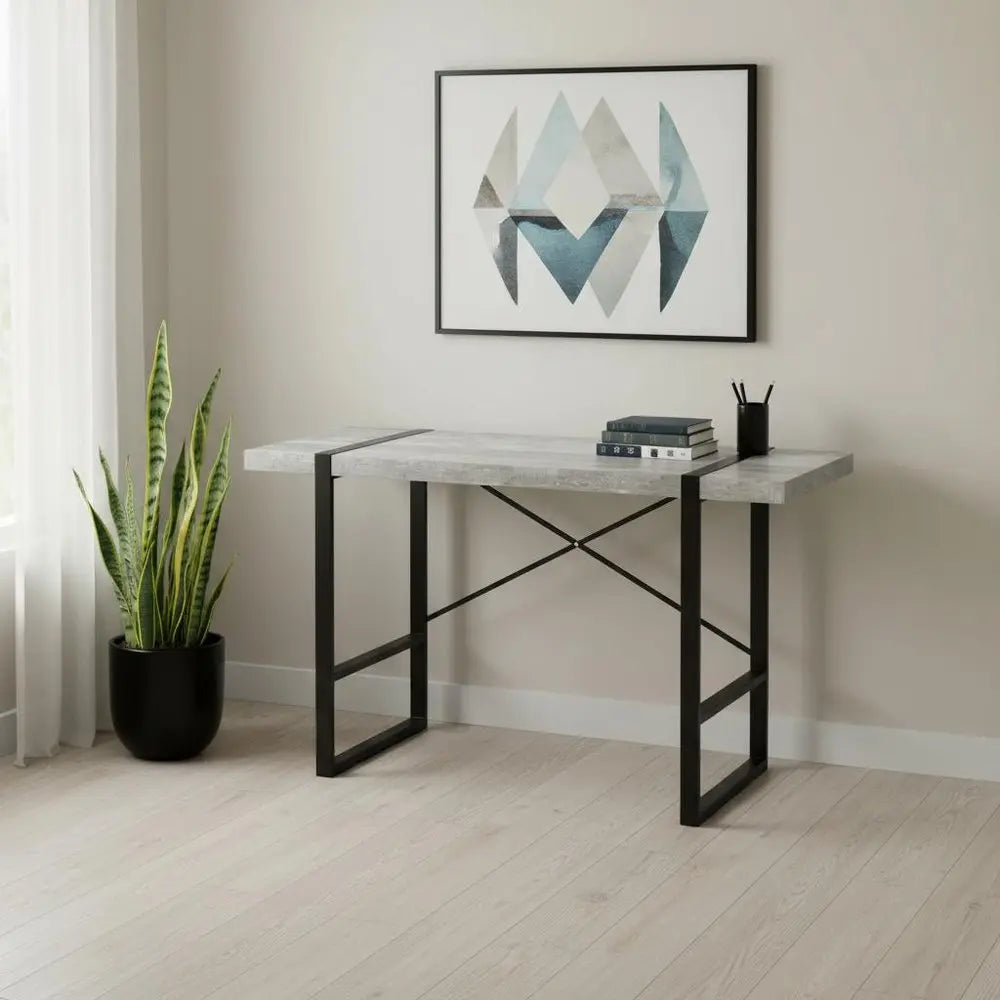 24" Gray and Black Computer Desk - NOBLE HOME INTERIORS