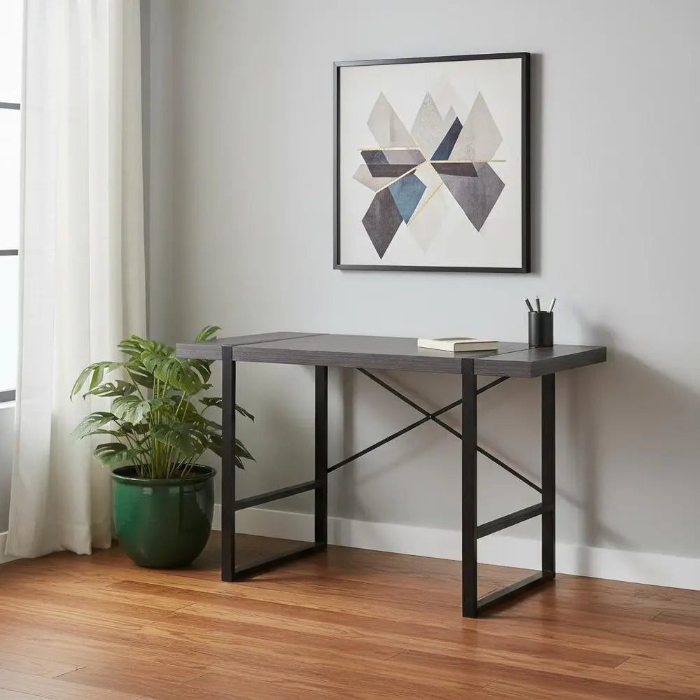 24" Gray and Black Computer Desk - NOBLE HOME INTERIORS
