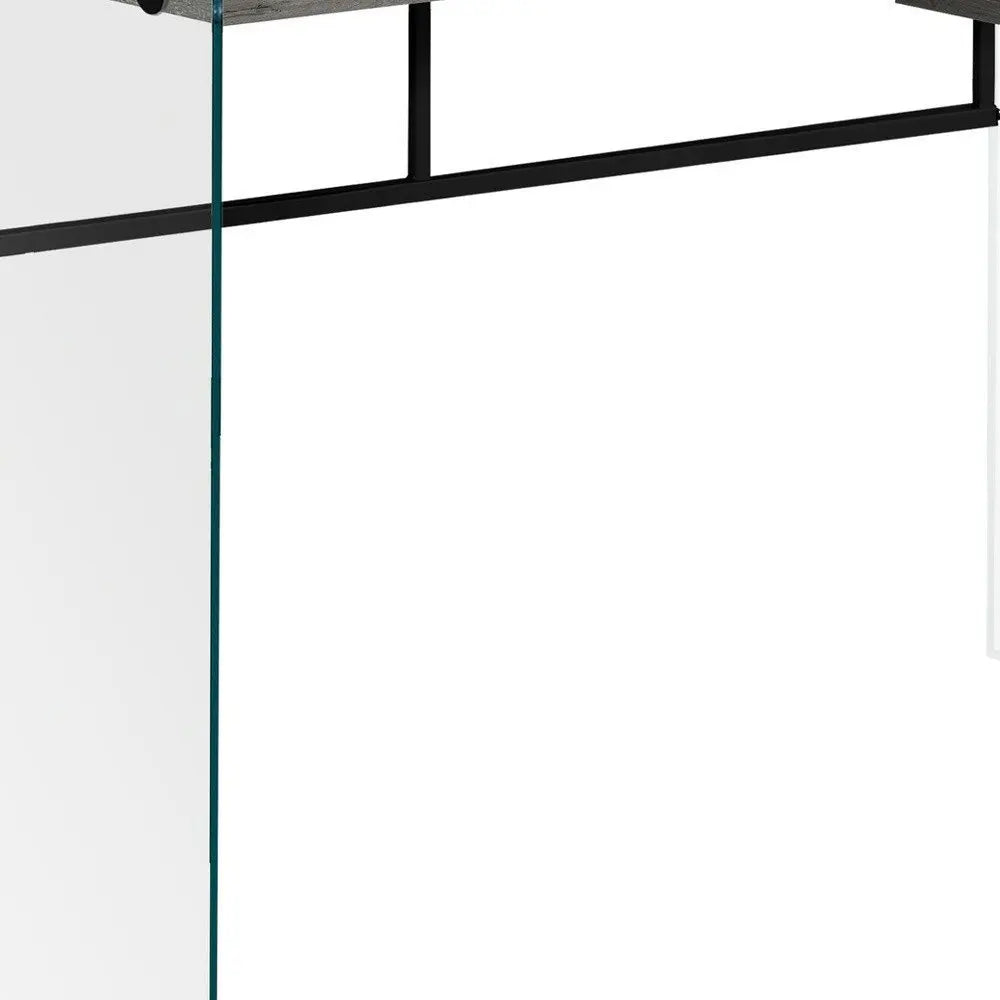 24" Gray and Clear Computer Desk - NOBLE HOME INTERIORS