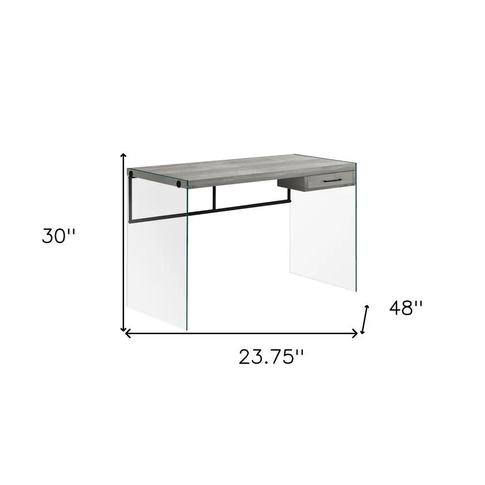 24" Gray and Clear Computer Desk - NOBLE HOME INTERIORS