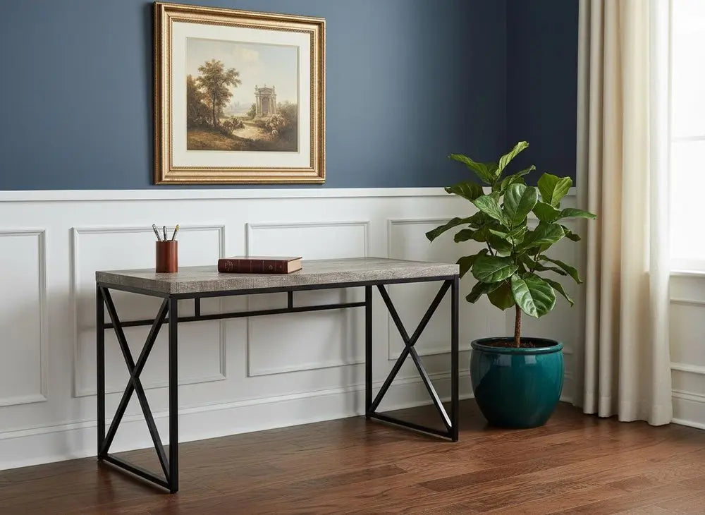 24" Taupe and Black Computer Desk - NOBLE HOME INTERIORS