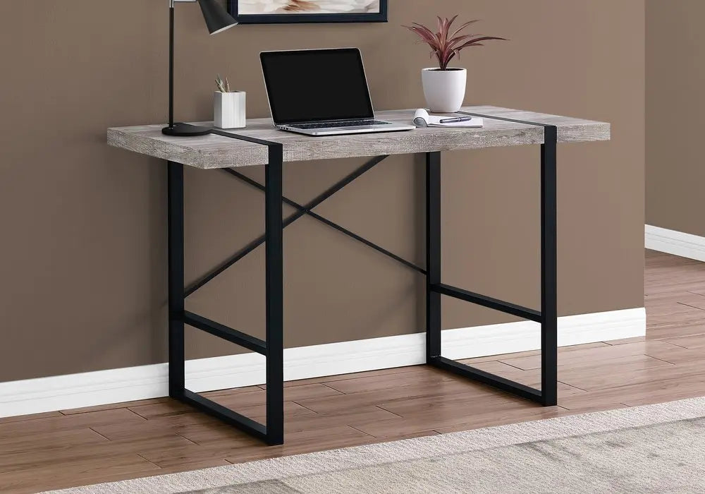 24" Taupe and Black Computer Desk - NOBLE HOME INTERIORS