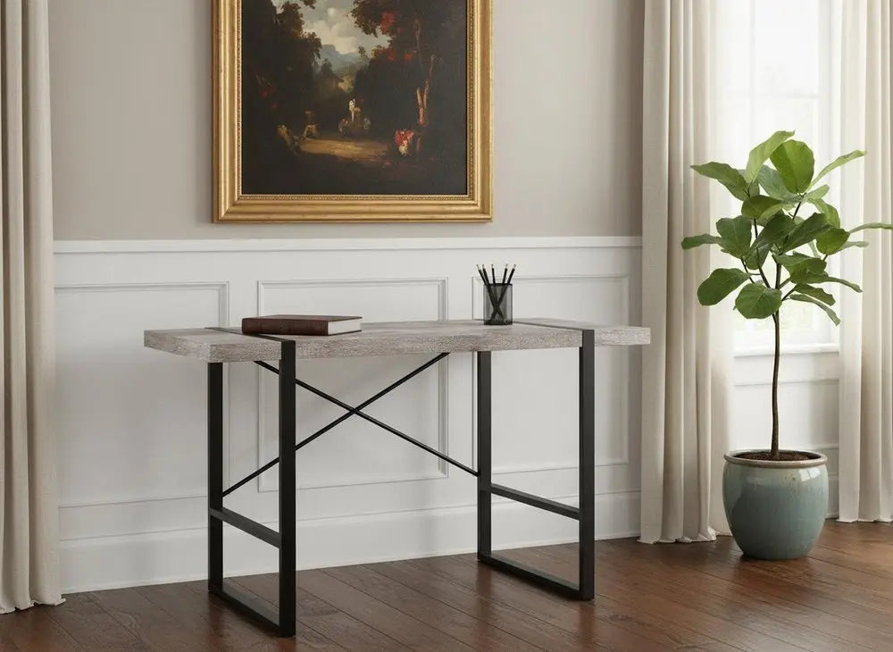 24" Taupe and Black Computer Desk - NOBLE HOME INTERIORS