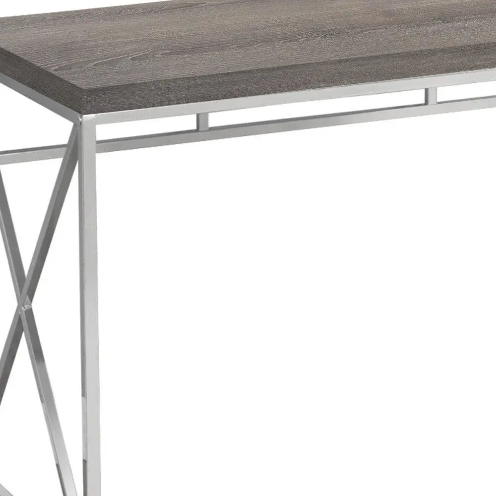 24" Taupe and Silver Computer Desk - NOBLE HOME INTERIORS