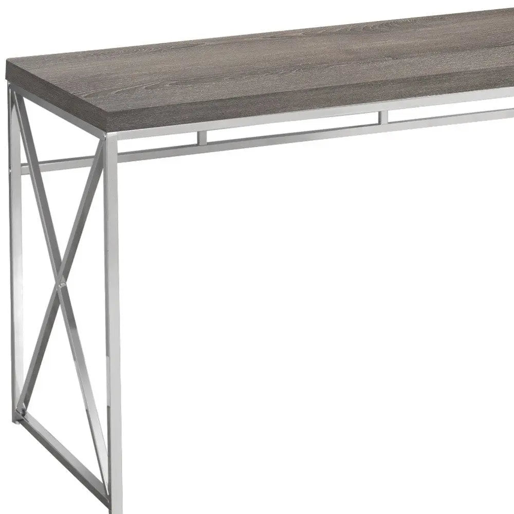 24" Taupe and Silver Computer Desk - NOBLE HOME INTERIORS