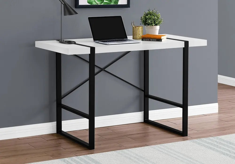 24" White and Black Computer Desk - NOBLE HOME INTERIORS