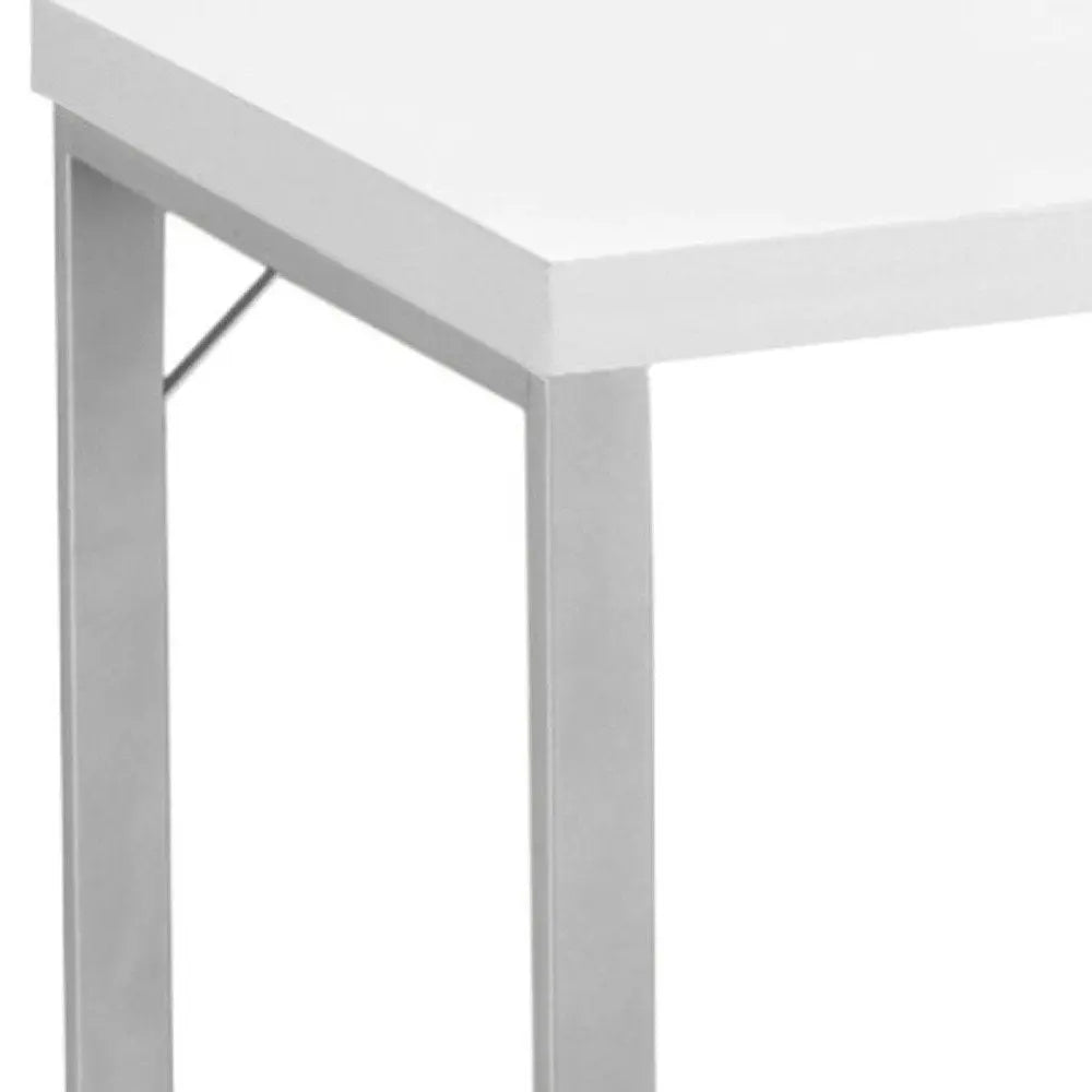 24" White and Silver Computer Desk - NOBLE HOME INTERIORS